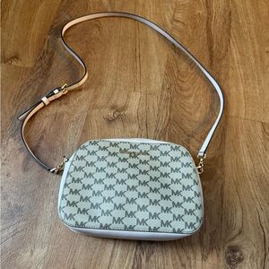 Michael Kors Tan and Cream Logo Crossbody Bag